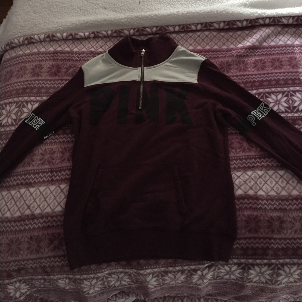 PINK VS maroon quarter zip